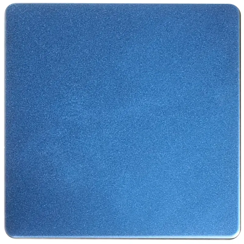 Sandblasted stainless steel sheet blue