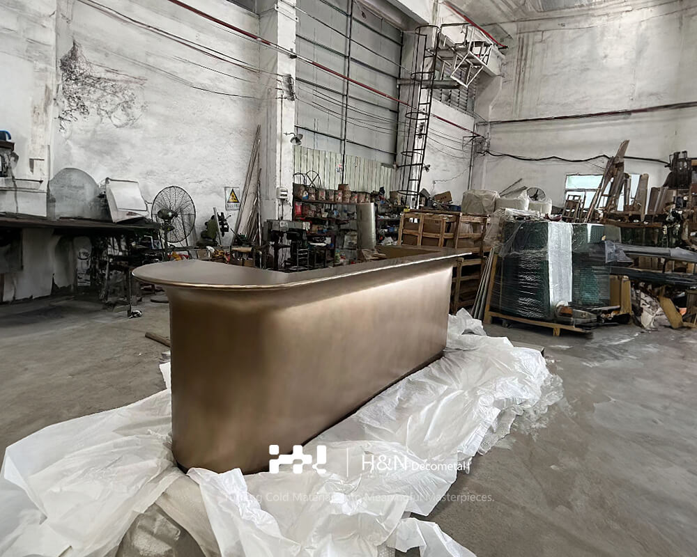 Antique Bronze Metal Reception Desk