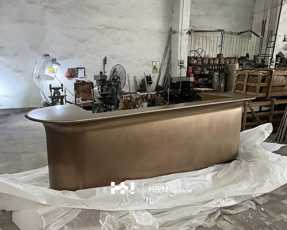 Antique Bronze Metal Reception Desk