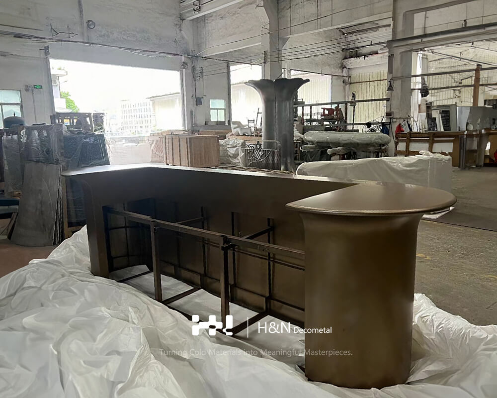 Antique Bronze Metal Reception Desk