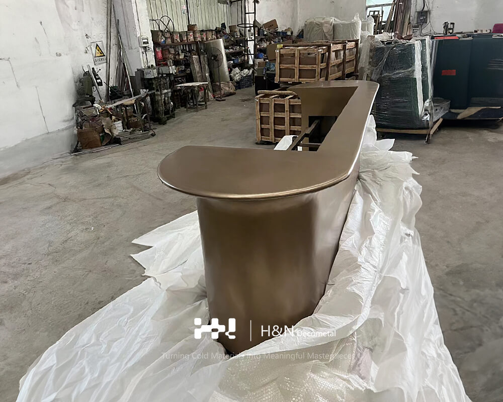 Antique Bronze Metal Reception Desk