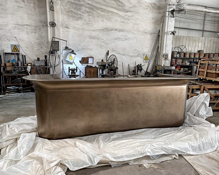 Large Metal Reception Desk for Commercial Spaces