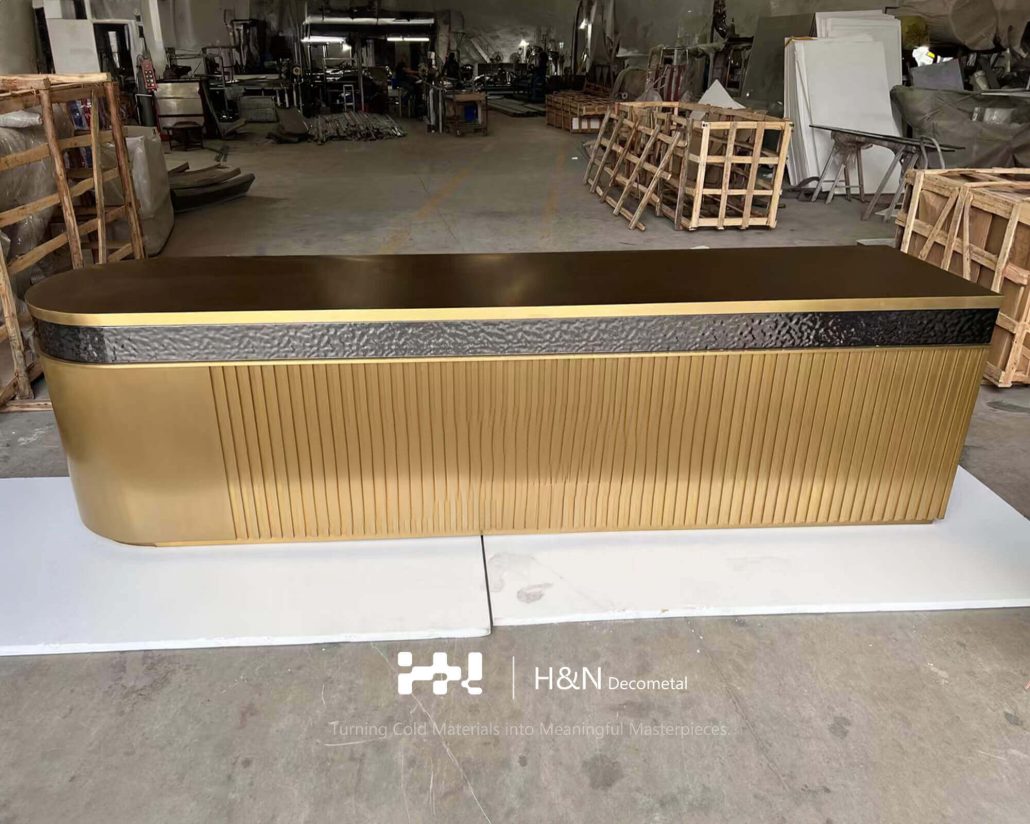 Black and Gold Metal Reception Desk