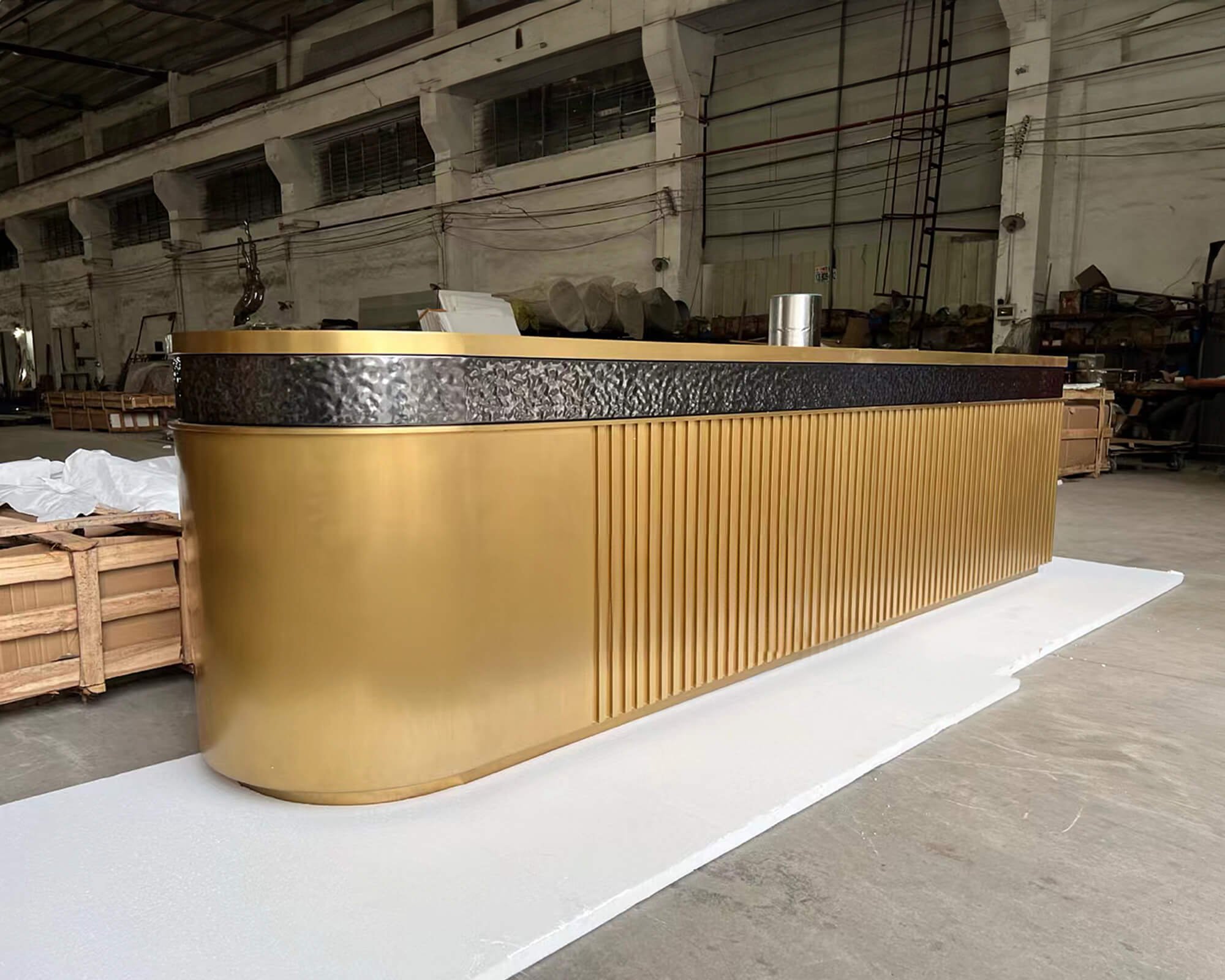 Black and Gold Metal Reception Desk