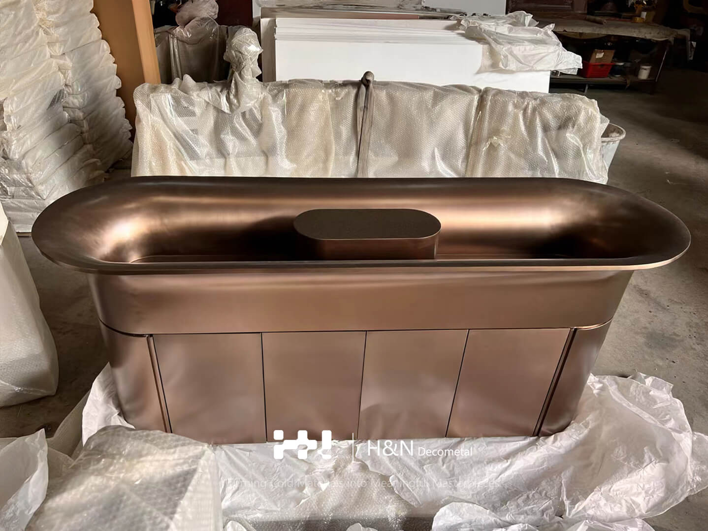 Custom Copper Colored Metal Bar for Bar Decor