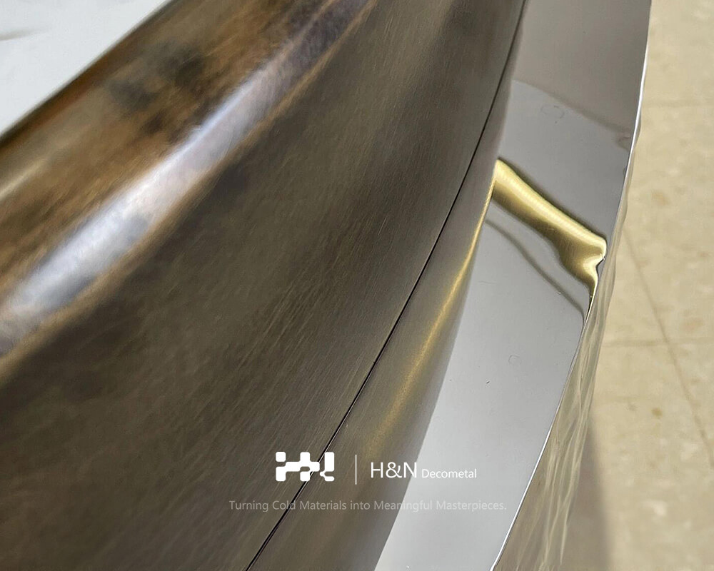 Hydrographic Stainless Steel Reception Desk for Office Buildings