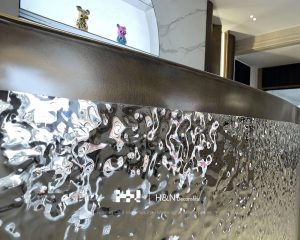 Hydrographic Stainless Steel Reception Desk for Office Buildings