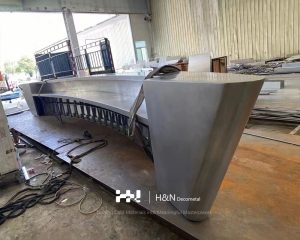 Large Metal Reception Desk for Commercial Spaces