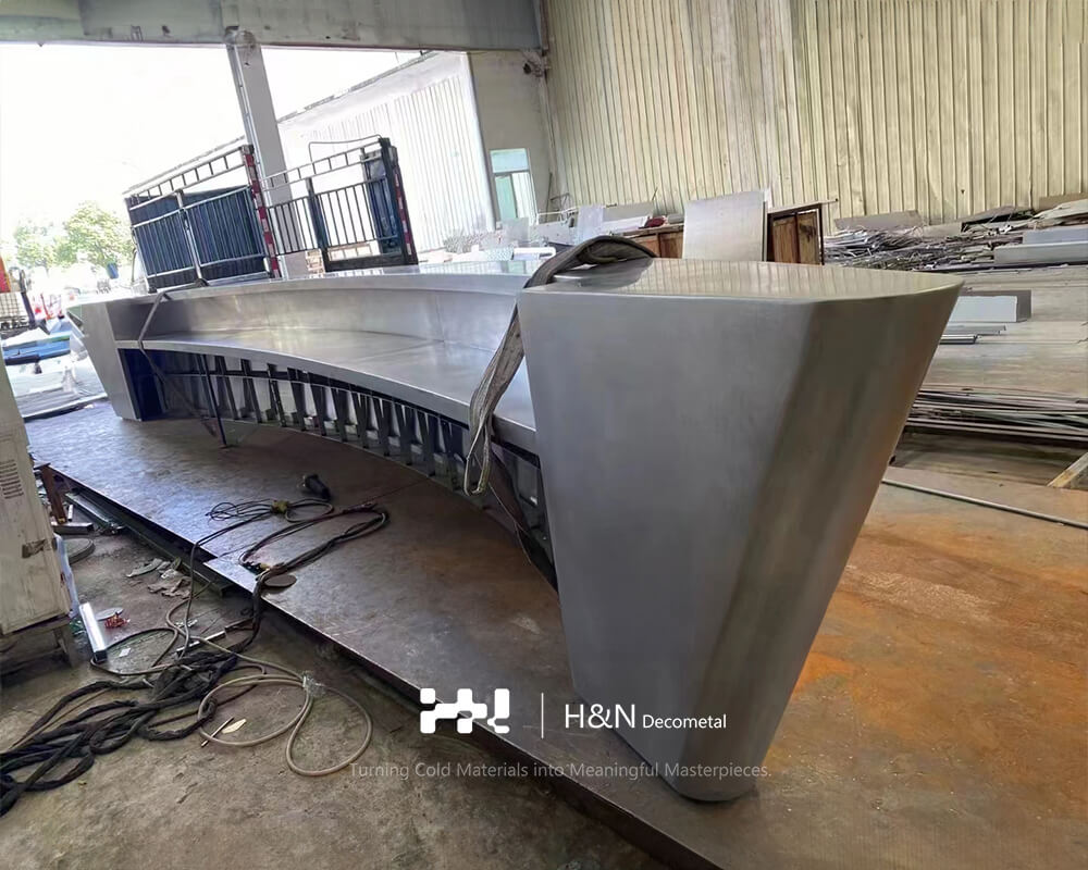 Large Metal Reception Desk for Commercial Spaces