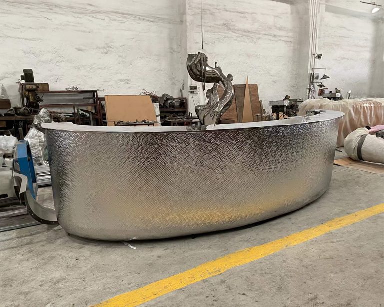 Silver Reception Desk with Whacked Texture Finish